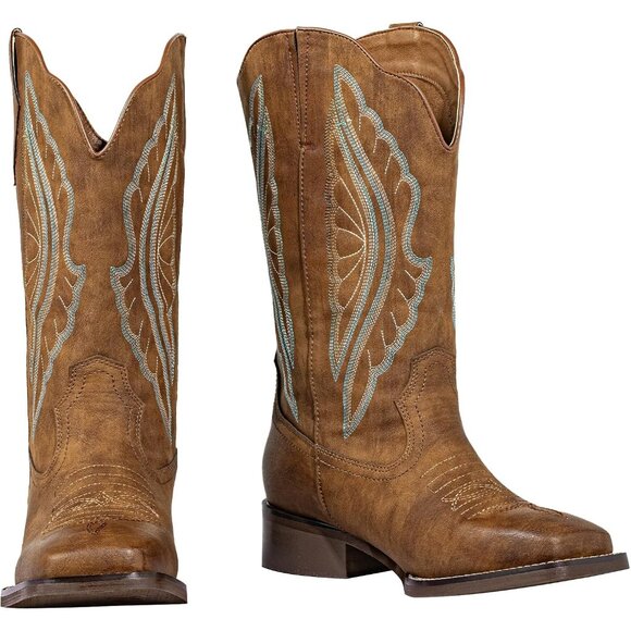 SheSole Womens Brown Extra Wide Calf Boots with Hidden Stretch Panel for Fuller - Picture 3 of 8